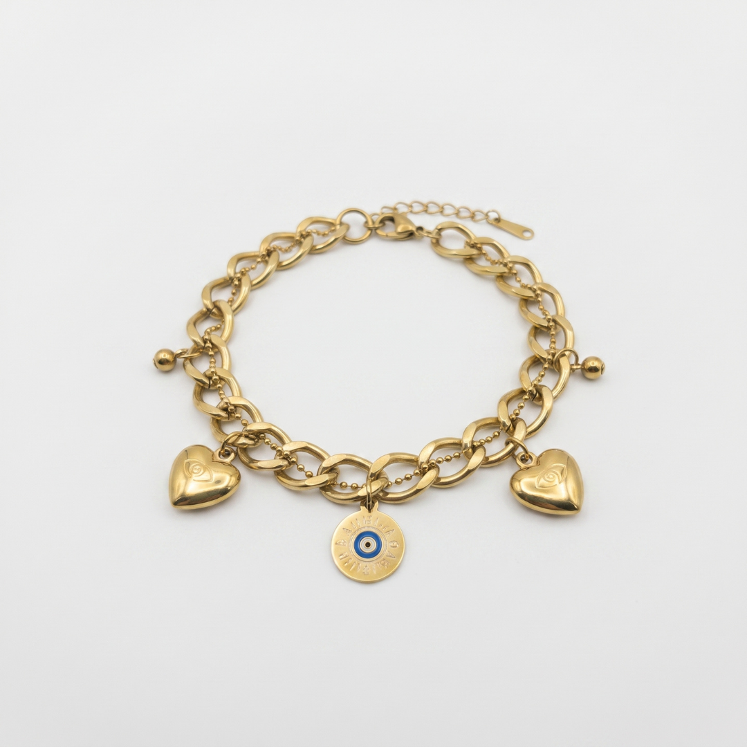 Heart & Evil Eye Bracelet