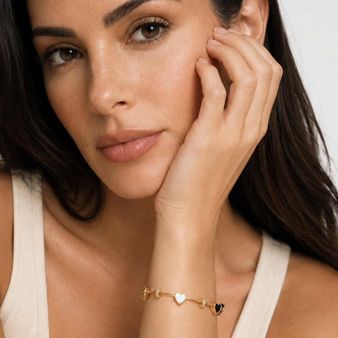 Two-Tone Heart Bracelet
