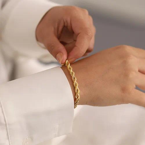 Twisted Cable Gold Bracelet by OVAH