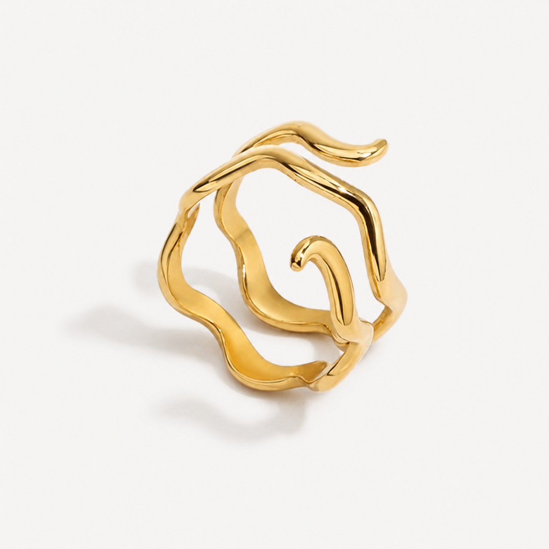 Sculptural Wave Open Ring