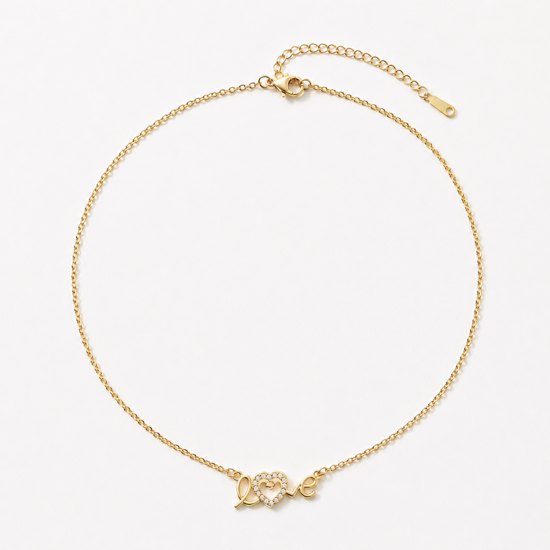 Crystal Love Script Necklace