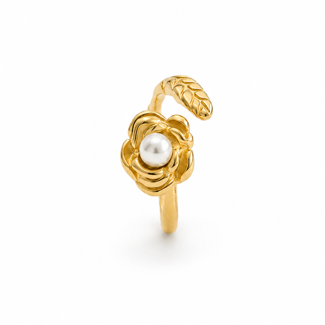 Pearl Floral Signet Ring