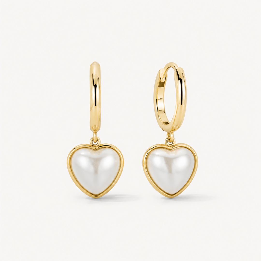 Pearl Heart Drop Earrings