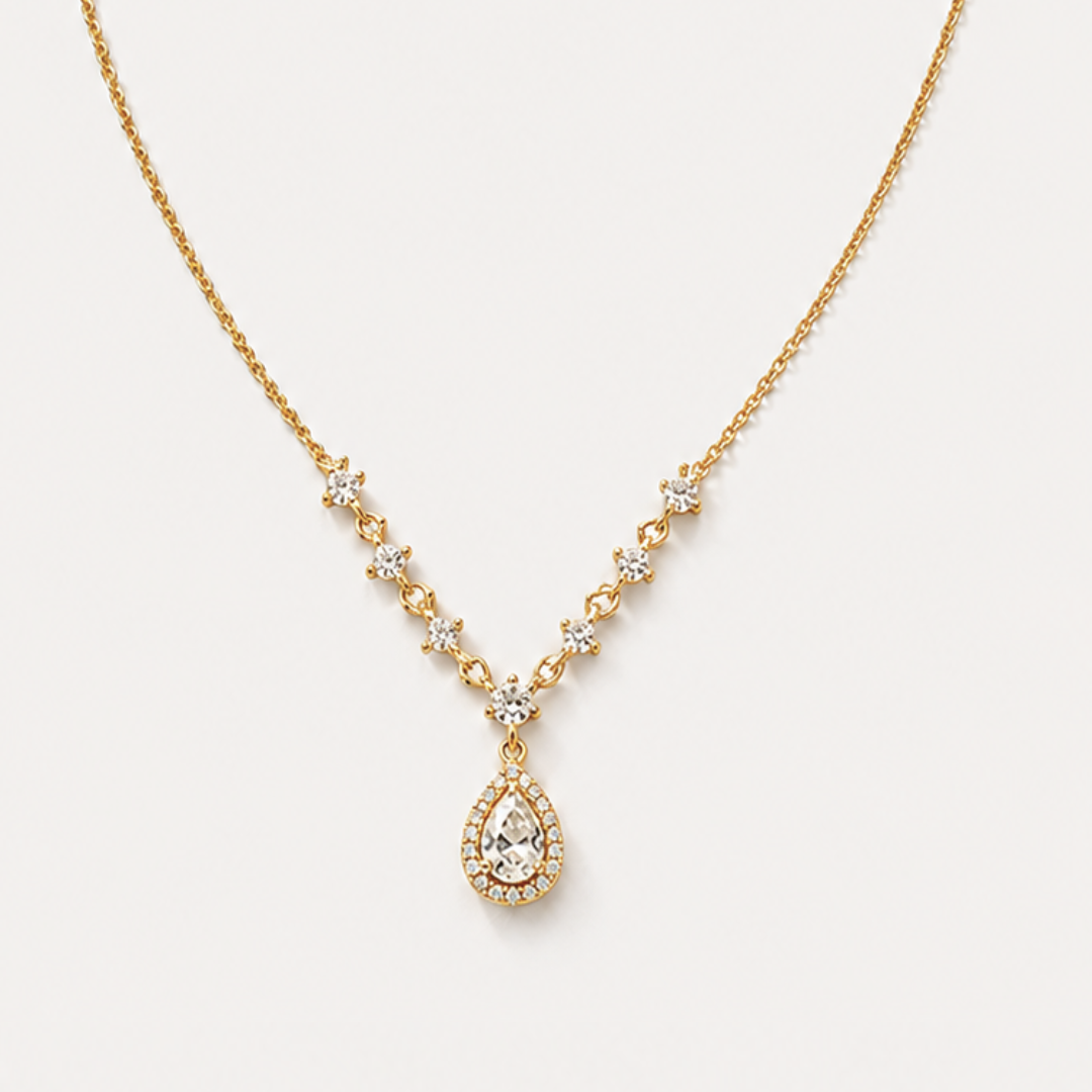 Crystal Teardrop Pendant Necklace