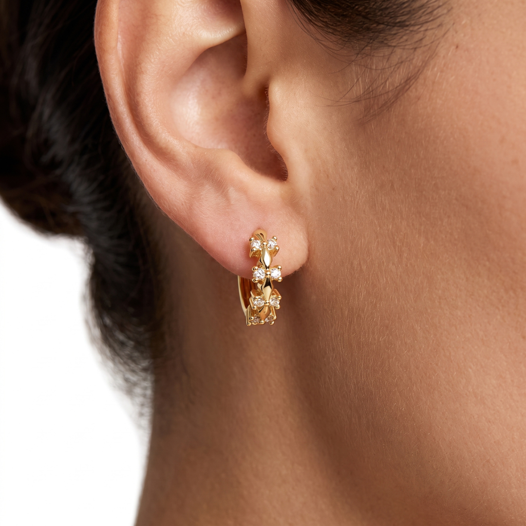 Pavé Starburst Hoop Earrings