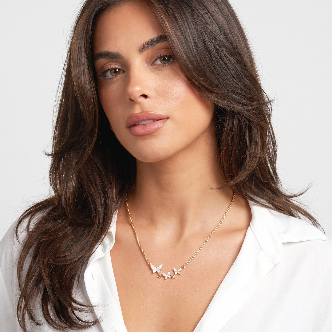 Pavé Butterfly Cascade Necklace