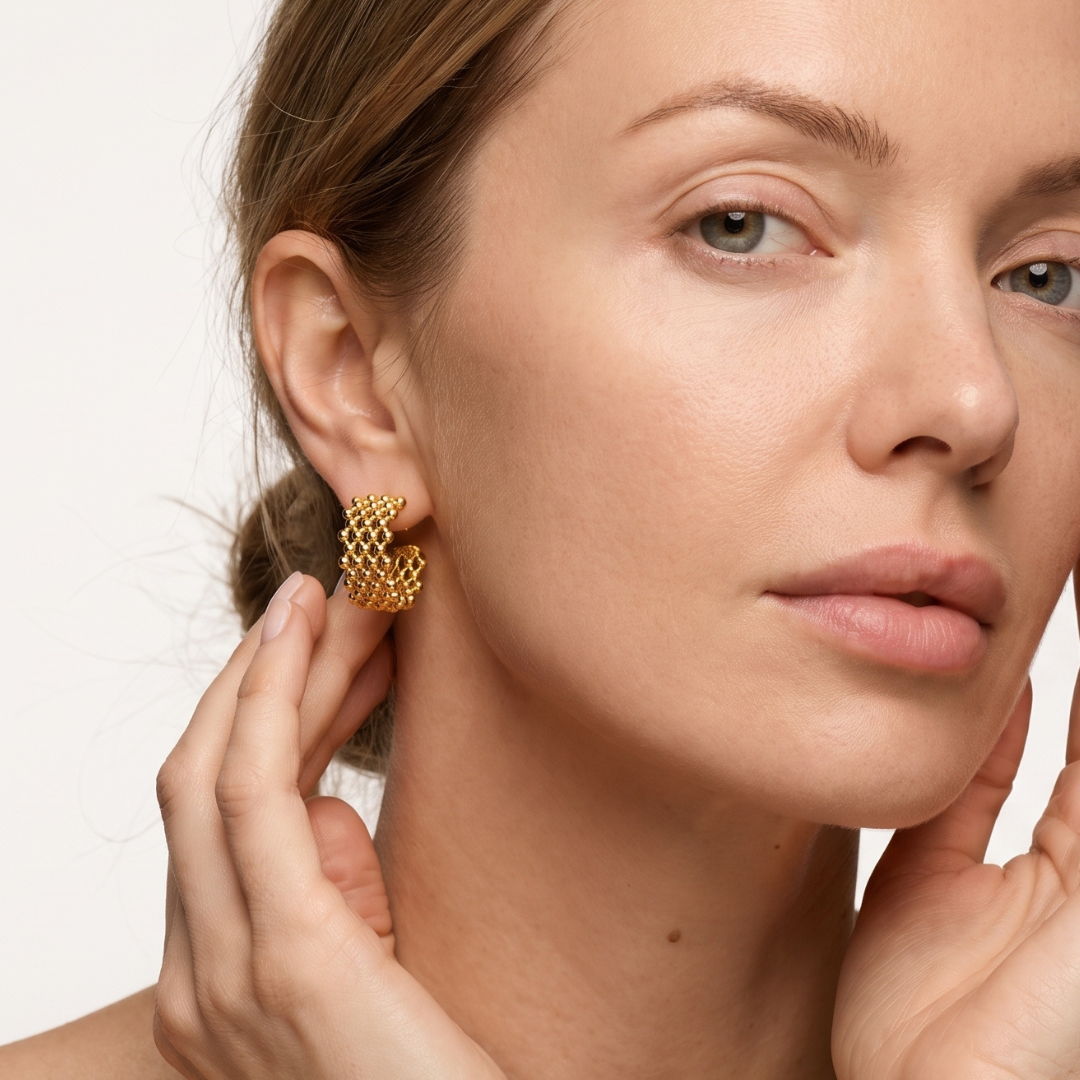 Openwork Link Hoop Earrings