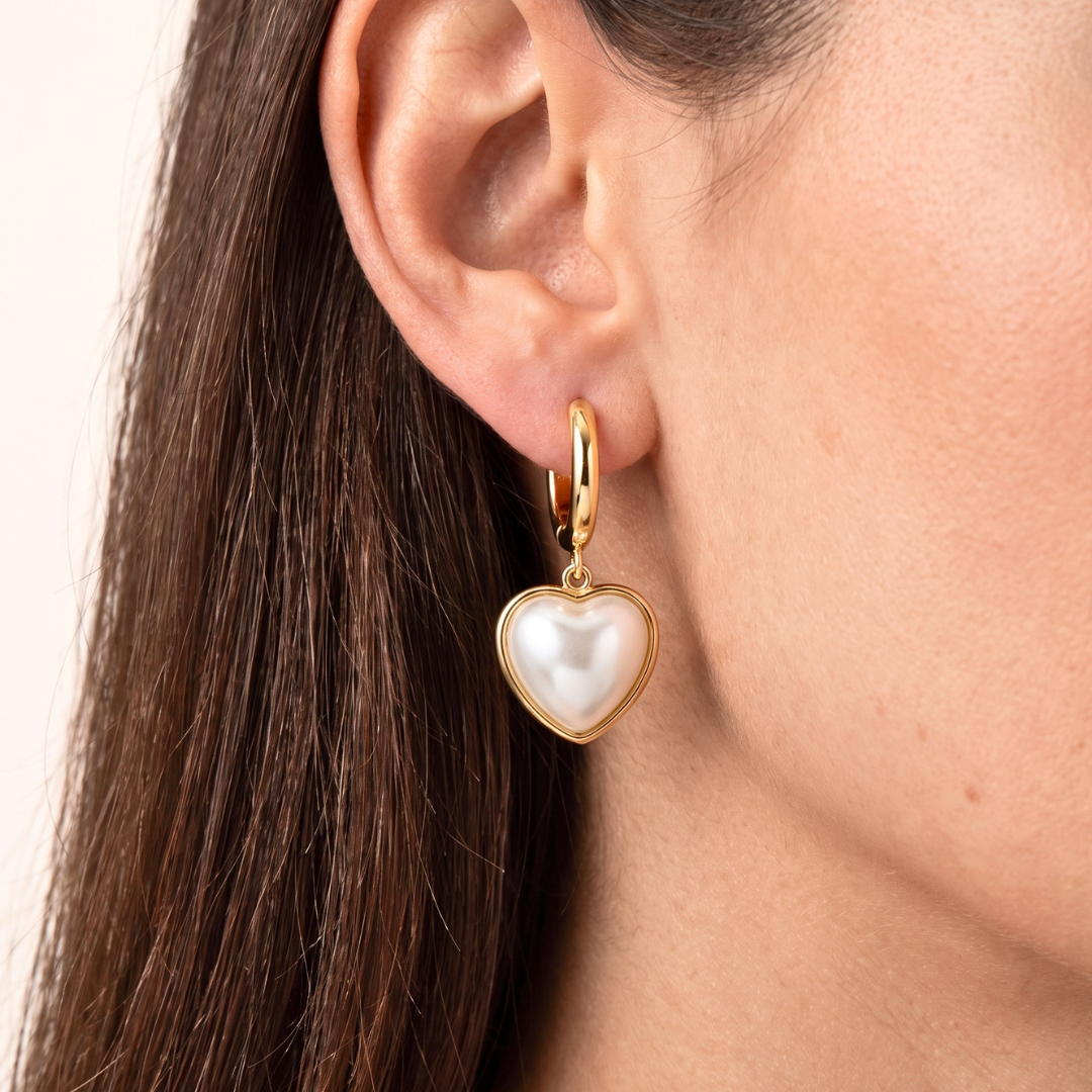 Pearl Heart Drop Earrings