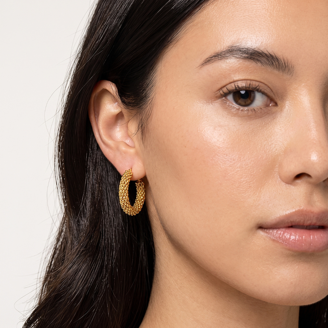 Textured Mesh Hoop Earrings