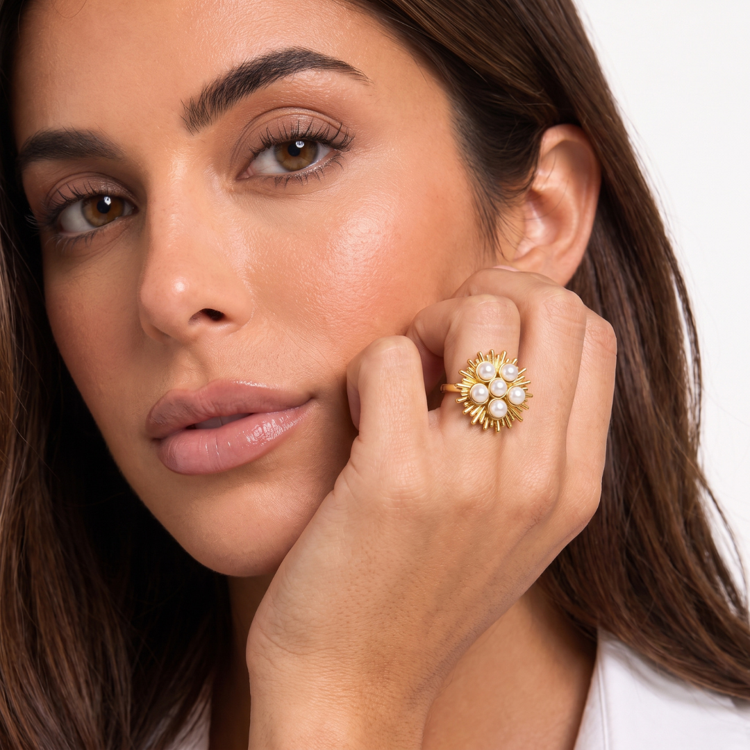 Pearl Sunburst Statement Ring