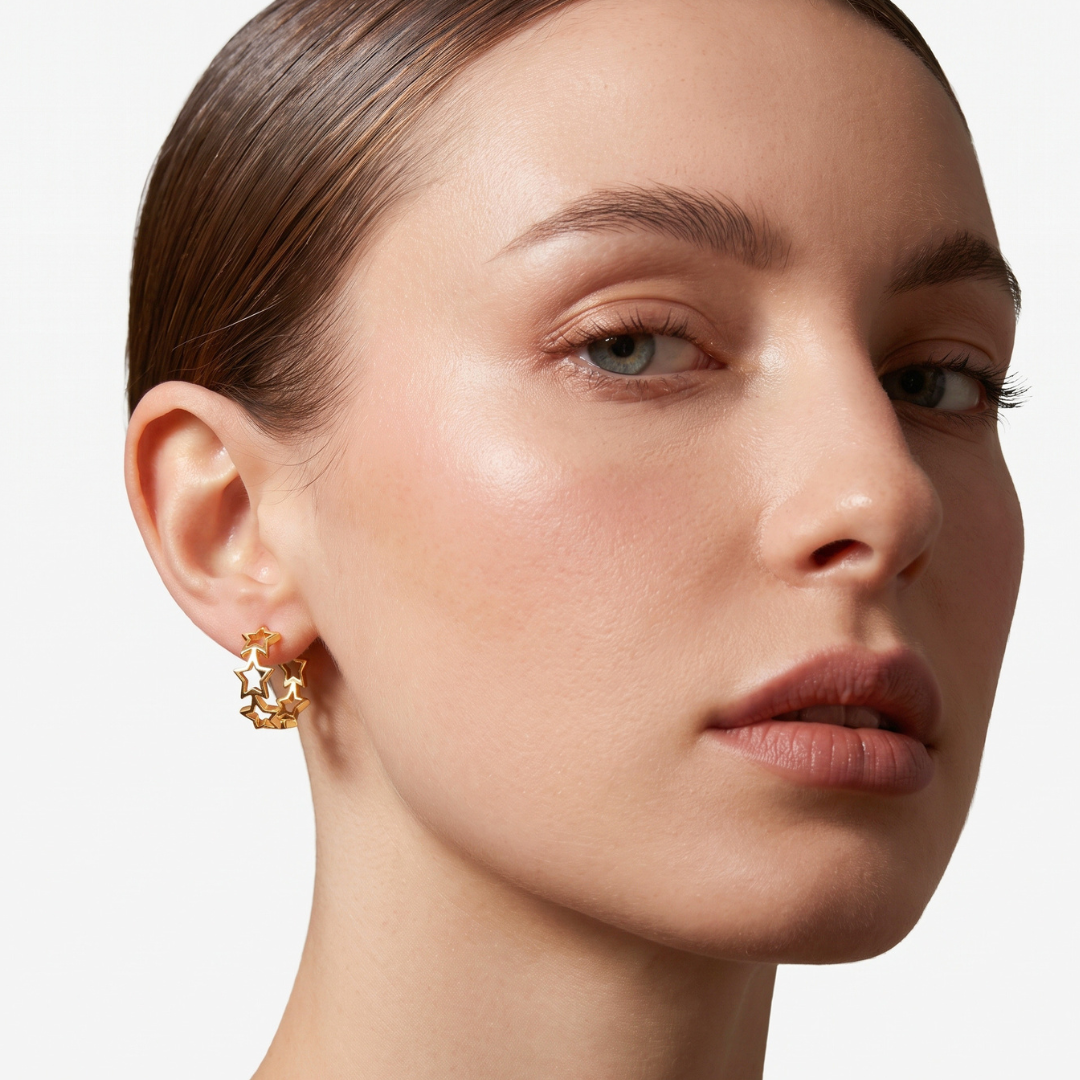 Open Star Hoop Earrings