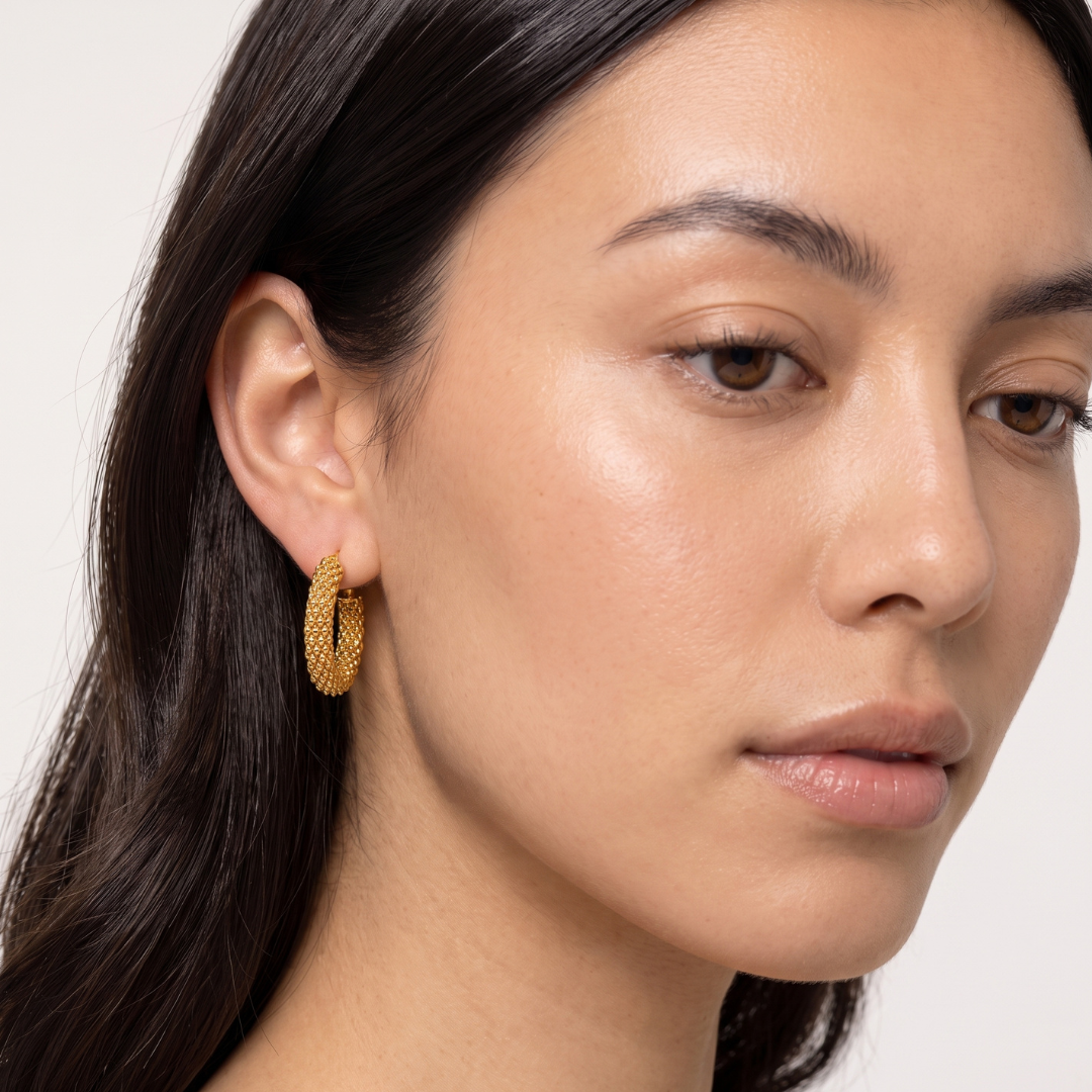 Textured Mesh Hoop Earrings