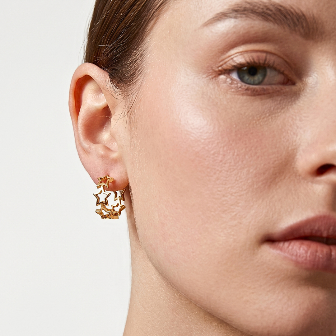 Open Star Hoop Earrings