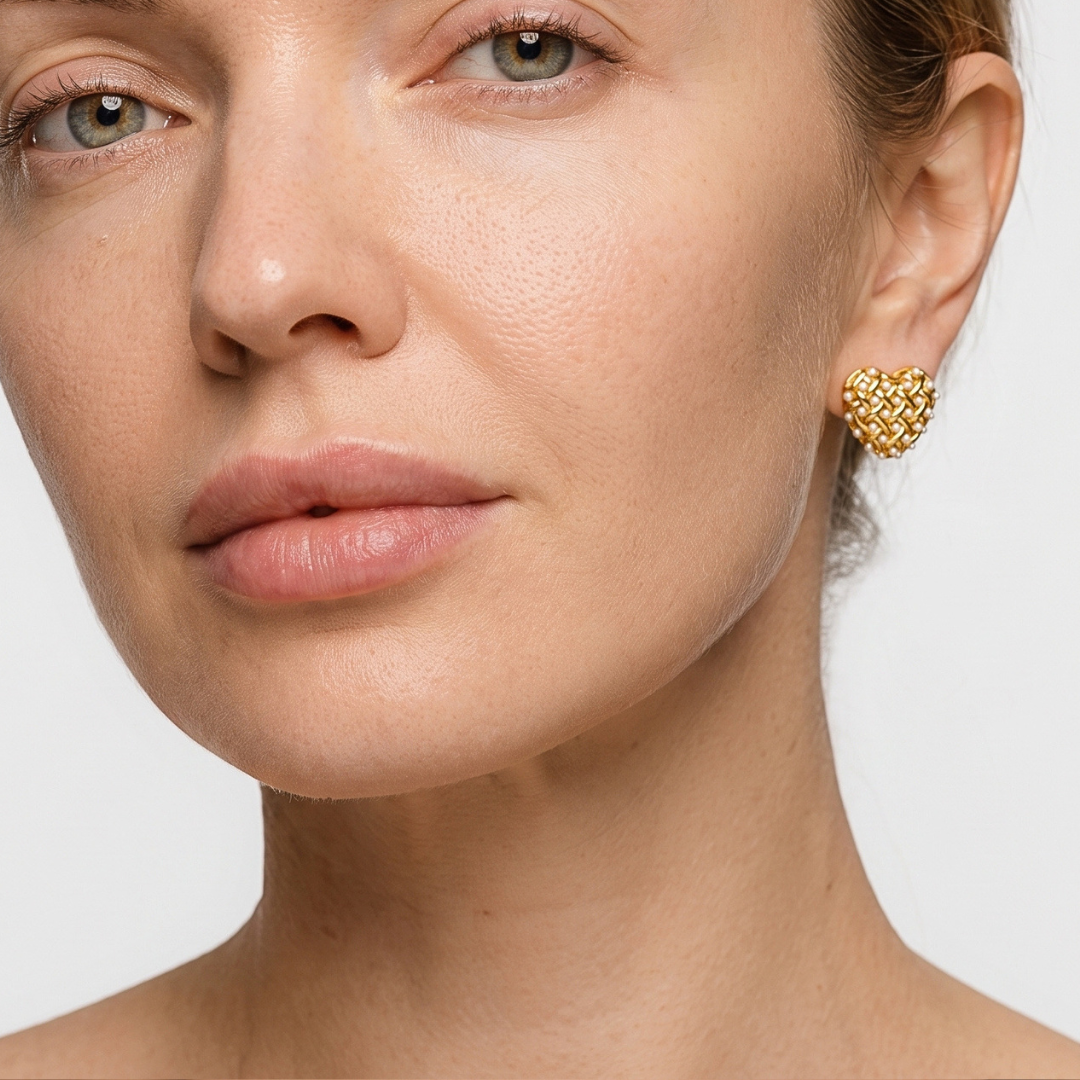 Pavé Lattice Heart Stud Earrings