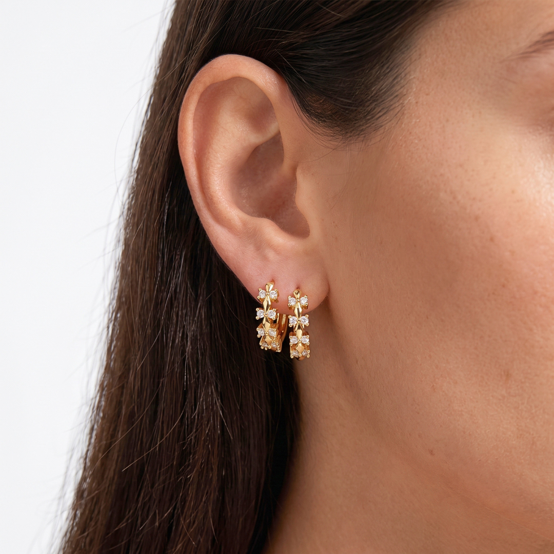 Pavé Starburst Hoop Earrings