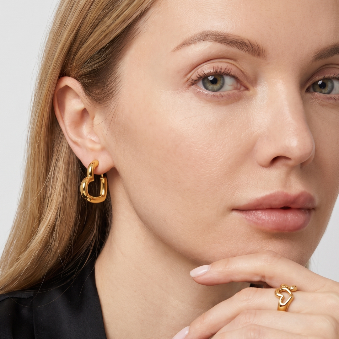 Open Heart Hoop Earrings