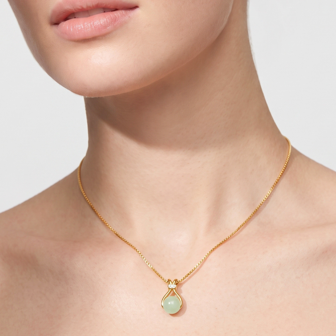 Green Gemstone Drop Necklace
