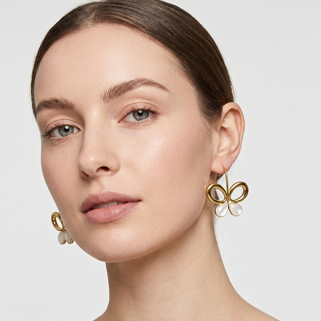 Pearl Butterfly Stud Earrings