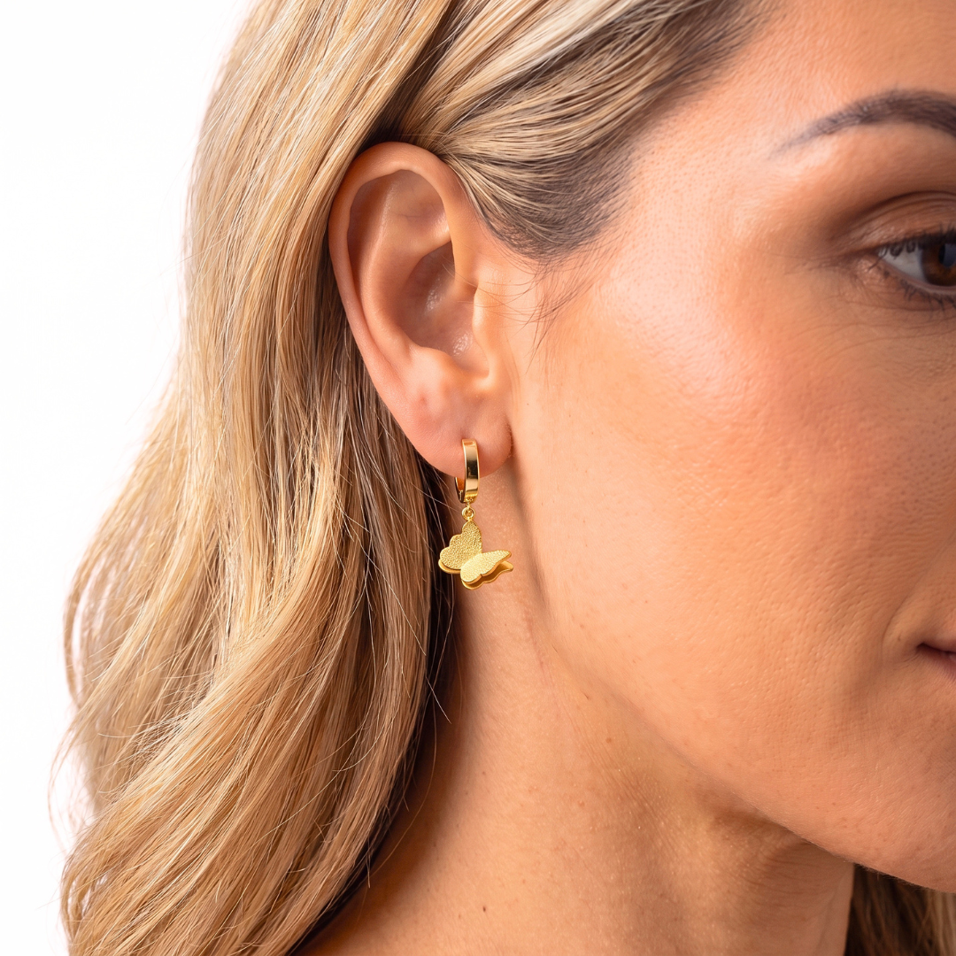 Textured Butterfly Drop Earrings