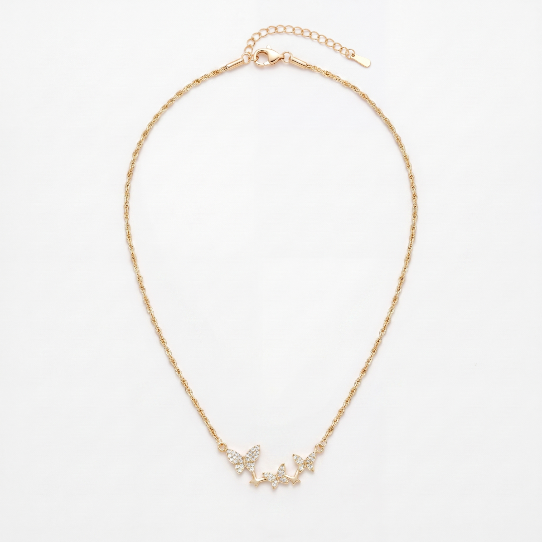 Pavé Butterfly Cascade Necklace
