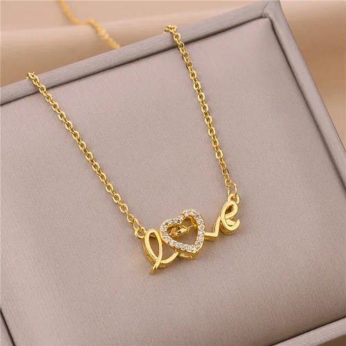 Crystal Love Script Necklace