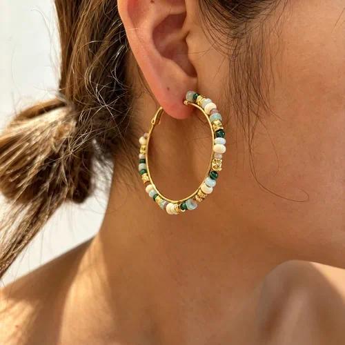 Aurora Stone Hoop Earrings