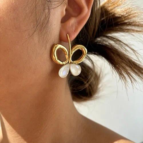 Pearl Butterfly Stud Earrings