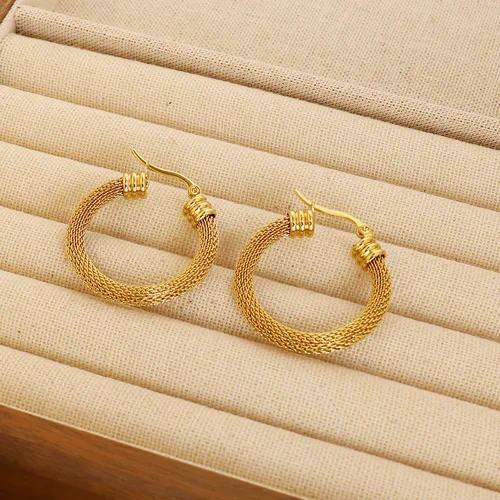 Ribbed Gold Hoop Earrings
