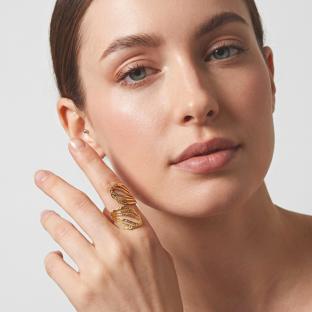 Two-Tone Openwork Ring Set