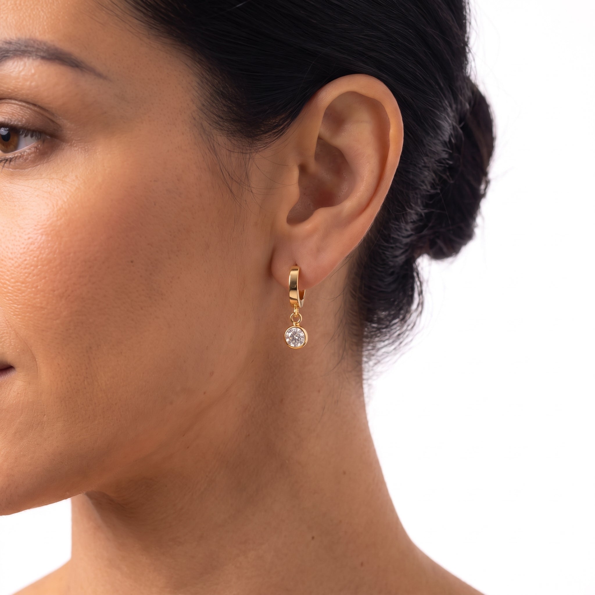 Solitaire Crystal Drop Hoop Earrings