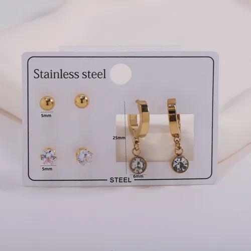 Crystal Gold Earring Set — 3 Pairs by OVAH