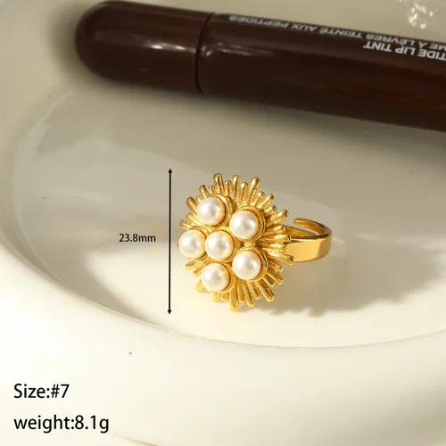Pearl Sunburst Statement Ring by OVAH